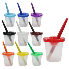 Load image into Gallery viewer, Children Plastic Pen Cup Bristles Graffiti Painting Brush Set, HB-10 + 10, HB-5 + 5 Light Colors, HB-5 + 5 Dark