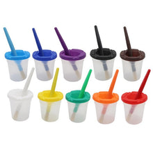 Load image into Gallery viewer, Children Plastic Pen Cup Bristles Graffiti Painting Brush Set, HB-10 + 10, HB-5 + 5 Light Colors, HB-5 + 5 Dark