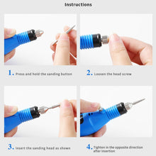 Load image into Gallery viewer, Mini Electrical Nail Grinding Machine USB Portable Electrical Grinder Set, USB White, USB Green, USB Pink, USB Black, USB Rose Red, USB Blue