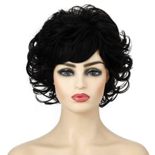 Load image into Gallery viewer, Ladies Fluffy Short Curved Head Set Chemical Fiber Wig, Black, Brown, Silver Gray