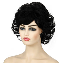 Load image into Gallery viewer, Ladies Fluffy Short Curved Head Set Chemical Fiber Wig, Black, Brown, Silver Gray