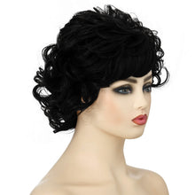 Load image into Gallery viewer, Ladies Fluffy Short Curved Head Set Chemical Fiber Wig, Black, Brown, Silver Gray