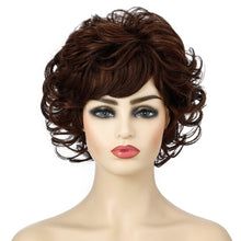Load image into Gallery viewer, Ladies Fluffy Short Curved Head Set Chemical Fiber Wig, Black, Brown, Silver Gray