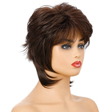 Load image into Gallery viewer, Women Short Hair Wig Full Bangs Chemical Fiber Hair Cover, Brown