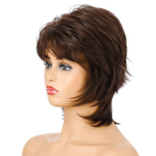 Load image into Gallery viewer, Women Short Hair Wig Full Bangs Chemical Fiber Hair Cover, Brown