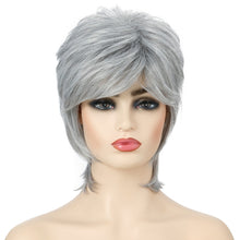 Load image into Gallery viewer, Short Hair Female Wigs Fluffy Fiber Set, Silver White