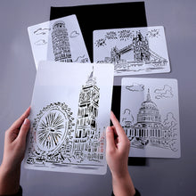 Load image into Gallery viewer, Painting Template Theme City A4 Label Template, Tower System (5pcs / Set), Sailing Line(5pcs / Set), 1 Paris Tower, 2 London Bridge, 3 Pisa Tower, 4 Big Ben, 5 Taj Mahal, 6 White House, 7 Castle, 8 Five-storied Pagoda, 9 Sydney, 10 Sailing Hotel