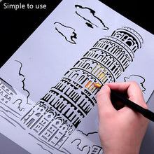 Load image into Gallery viewer, Painting Template Theme City A4 Label Template, Tower System (5pcs / Set), Sailing Line(5pcs / Set), 1 Paris Tower, 2 London Bridge, 3 Pisa Tower, 4 Big Ben, 5 Taj Mahal, 6 White House, 7 Castle, 8 Five-storied Pagoda, 9 Sydney, 10 Sailing Hotel