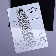 Load image into Gallery viewer, Painting Template Theme City A4 Label Template, Tower System (5pcs / Set), Sailing Line(5pcs / Set), 1 Paris Tower, 2 London Bridge, 3 Pisa Tower, 4 Big Ben, 5 Taj Mahal, 6 White House, 7 Castle, 8 Five-storied Pagoda, 9 Sydney, 10 Sailing Hotel