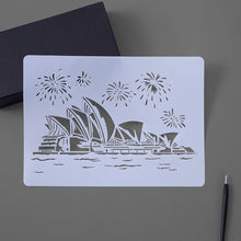Load image into Gallery viewer, Painting Template Theme City A4 Label Template, Tower System (5pcs / Set), Sailing Line(5pcs / Set), 1 Paris Tower, 2 London Bridge, 3 Pisa Tower, 4 Big Ben, 5 Taj Mahal, 6 White House, 7 Castle, 8 Five-storied Pagoda, 9 Sydney, 10 Sailing Hotel