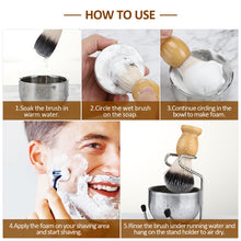 Load image into Gallery viewer, B3004 3 Pcs/Set Men Styling Tools Nylon Beard Brush Rack Foam Bowl