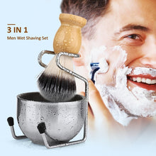 Load image into Gallery viewer, B3004 3 Pcs/Set Men Styling Tools Nylon Beard Brush Rack Foam Bowl