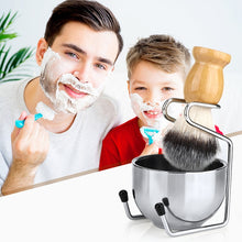 Load image into Gallery viewer, B3004 3 Pcs/Set Men Styling Tools Nylon Beard Brush Rack Foam Bowl