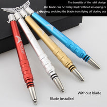 Load image into Gallery viewer, MM VWAN Magic Hairdressing Eyebrow Trimming Engraving Pen Scoring Stainless Steel Razor, Golden, Red, Silver, Blue