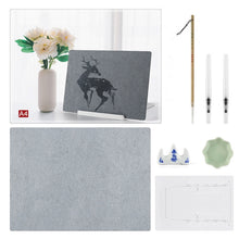 Load image into Gallery viewer, Writing Brush Water Calligraphy Practice Set Water Writing Board Reusable Water Writing Cloth, A4, A3