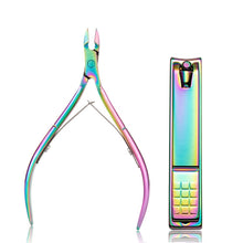 Load image into Gallery viewer, 2 In 1 FABIYAN Color Titanium Nail Art Tool Set Dead Skin Shears Steel Push Nail File Pliers, 13 In 1, 14 In 1, 4 In 1, 2 In 1