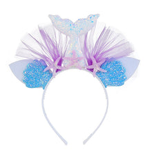 Load image into Gallery viewer, Rainbow Mermaid Headband Children Party Hair Accessories Net Gauze Flower Animal Hair Accessories, White, Blue, Plum Red, Orange, Colorful, Purple, Pink