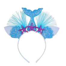 Load image into Gallery viewer, Rainbow Mermaid Headband Children Party Hair Accessories Net Gauze Flower Animal Hair Accessories, White, Blue, Plum Red, Orange, Colorful, Purple, Pink