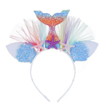 Load image into Gallery viewer, Rainbow Mermaid Headband Children Party Hair Accessories Net Gauze Flower Animal Hair Accessories, White, Blue, Plum Red, Orange, Colorful, Purple, Pink