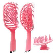 Load image into Gallery viewer, 3 in 1 Plastic Curly Hair Salon Comb Set Hollow Massage Mosquito Comb, 3 in 1 Pink, 3 in 1 Green, 3 in 1 Black, 3 in 1 Blue