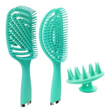 Load image into Gallery viewer, 3 in 1 Plastic Curly Hair Salon Comb Set Hollow Massage Mosquito Comb, 3 in 1 Pink, 3 in 1 Green, 3 in 1 Black, 3 in 1 Blue