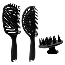 Load image into Gallery viewer, 3 in 1 Plastic Curly Hair Salon Comb Set Hollow Massage Mosquito Comb, 3 in 1 Pink, 3 in 1 Green, 3 in 1 Black, 3 in 1 Blue