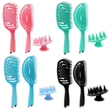 Load image into Gallery viewer, 3 in 1 Plastic Curly Hair Salon Comb Set Hollow Massage Mosquito Comb, 3 in 1 Pink, 3 in 1 Green, 3 in 1 Black, 3 in 1 Blue
