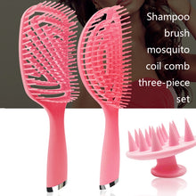 Load image into Gallery viewer, 3 in 1 Plastic Curly Hair Salon Comb Set Hollow Massage Mosquito Comb, 3 in 1 Pink, 3 in 1 Green, 3 in 1 Black, 3 in 1 Blue