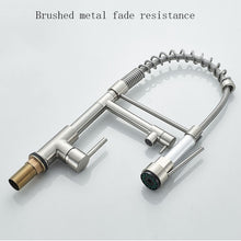Load image into Gallery viewer, Copper And Nickel Brushed Double Outlet Spring Faucet Rotatable Kitchen Hot And Cold Water Faucet, Brushed Silver