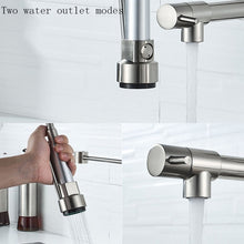 Load image into Gallery viewer, Copper And Nickel Brushed Double Outlet Spring Faucet Rotatable Kitchen Hot And Cold Water Faucet, Brushed Silver