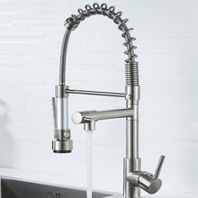 Load image into Gallery viewer, Copper And Nickel Brushed Double Outlet Spring Faucet Rotatable Kitchen Hot And Cold Water Faucet, Brushed Silver