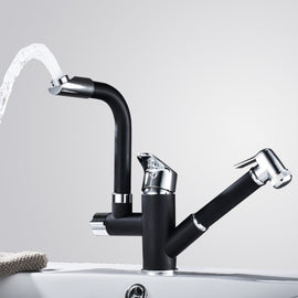 Kitchen Pull-Out Double Faucet Water Table Hot And Cold Water Faucet, Wheel Bending Pull, Round Spray Pull, Cube Spray Pull, Round Universal Distortion, Cube Universal Distortion