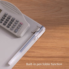 Load image into Gallery viewer, A4 Multi-Function Folder With Calculator Ruler Writing Board File Storage Plastic Splint, Black, White