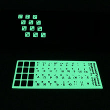 Load image into Gallery viewer, 3 PCS Luminous Keyboard Stickers Notebook Desktop Computer Keyboard Stickers, English Arabic, Russian Black Word, English, Italian, German, Spanish, Japanese, French, Korean, Hebrew, Thai