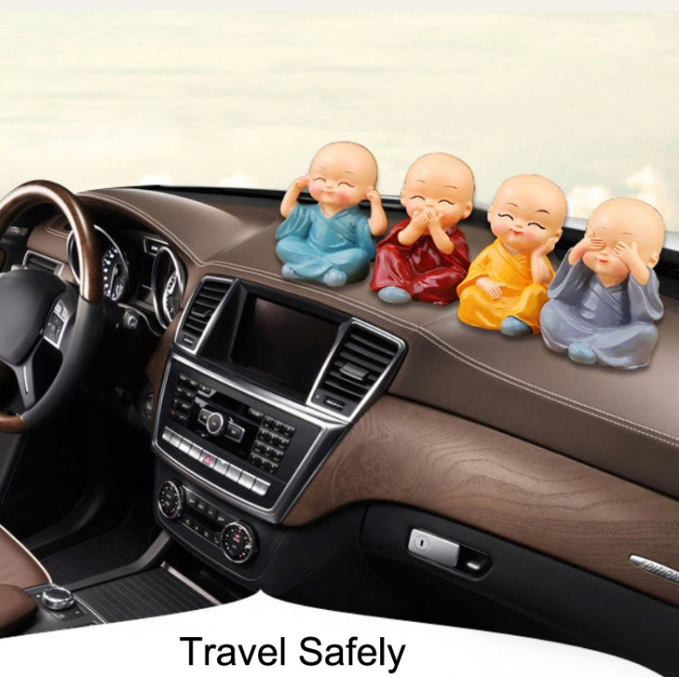 In Car Cute Four Little Monks Ornaments Car Interior Decorations Specification：, Not Swing, Crystal Base Not Swing