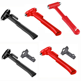 Car Safety Life-Saving Hammer Car Emergency Multifunctional Window Breaker, Upgraded Black, Upgraded Red, Ordinary Red, Deluxed Black With Fixed Rack, Deluxed Red With Fixed Rack, Deluxed Silver 3 in 1