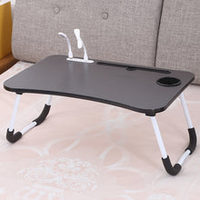 Load image into Gallery viewer, USB Folding Computer Desk With Fan &amp; Lamp, Size: 60x40x28cm, Cool Black, Teenage Pink, Sky Blue, White Maple, Walnut, Eye Grotection Green