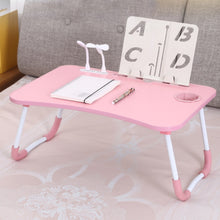 Load image into Gallery viewer, USB Folding Computer Desk With Fan &amp; Lamp, Size: 60x40x28cm, Cool Black, Teenage Pink, Sky Blue, White Maple, Walnut, Eye Grotection Green