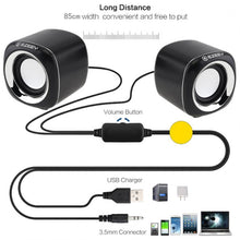 Load image into Gallery viewer, YEEZE A1 Multimedia USB2.0 Desktop Speaker Mini Computer Notebook Speaker, White Blue, White Green, White Purple, White Orange, Black Blue, Black Green, Black Purple, Black Prange, Electroplated Black Gold, Electroplated White, Electroplated Black     ...