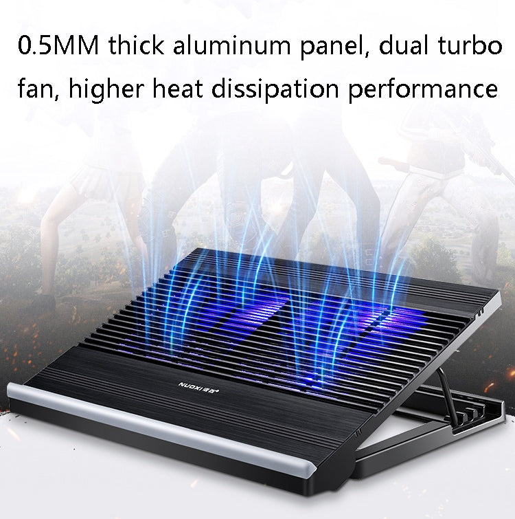 NUOXI T10 Laptop Radiator Multi-File Adjustment Aluminum Alloy Bracket, Black, Silver