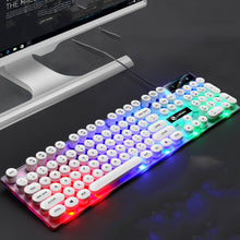 Load image into Gallery viewer, LIMEIDE GTX300 104 Keys Retro Round Key Cap USB Wired Mouse Keyboard, Cable Length: 1.4m, Punk Single Keyboard White, Punk Single Keyboard  Black, Punk Set White, Punk Set Black