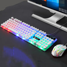Load image into Gallery viewer, LIMEIDE GTX300 104 Keys Retro Round Key Cap USB Wired Mouse Keyboard, Cable Length: 1.4m, Punk Single Keyboard White, Punk Single Keyboard  Black, Punk Set White, Punk Set Black