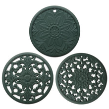 Load image into Gallery viewer, 3 in 1 Hollow Flower Silicone Heat Insulation Pad Anti-Scalding Pot Bowl Pad Set, Black, Yellow, Blue, Green, Purple, Gray
