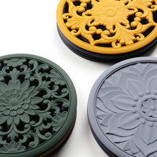 Load image into Gallery viewer, 3 in 1 Hollow Flower Silicone Heat Insulation Pad Anti-Scalding Pot Bowl Pad Set, Black, Yellow, Blue, Green, Purple, Gray