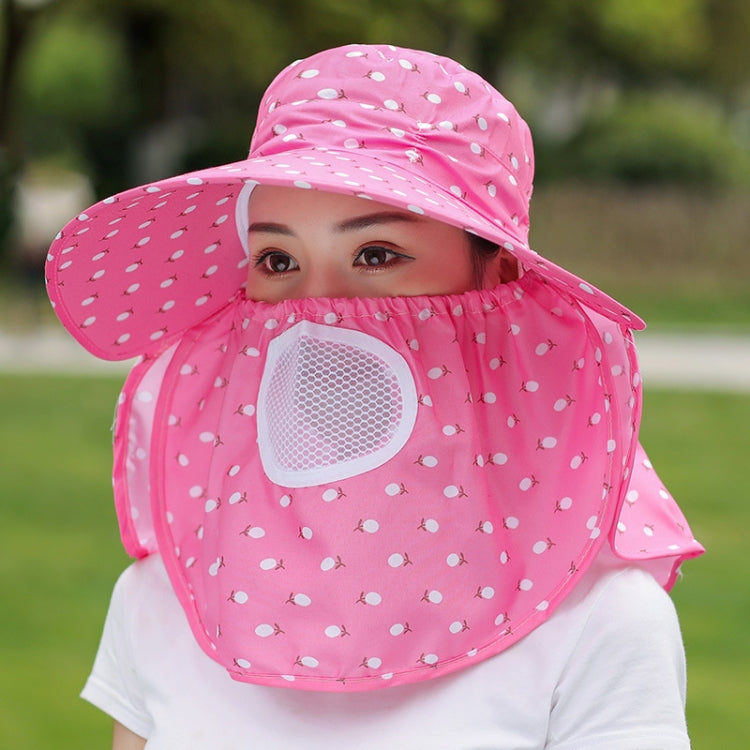 2 PCS Cherry Printing Isolation Cap Sunscreen Face-Covering Outdoor Travel Hat Cap, Half Cherry (Purple), Full Cherry (Blue), Full Cherry (Purple), Full Cherry (Apricot Pink), Full Cherry (Lotus Pink), Full Cherry (Rose Red), Full Cherry (Orange Pink) ...