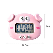 Load image into Gallery viewer, Kitchen Baking Cartoon Animal Electronic Timer Alarm Clock Student Learning Timer, Pink Pig, Yellow Chicken, Green Frog, Pink Frog