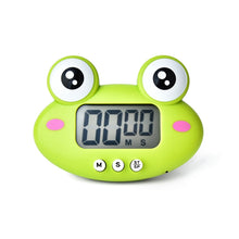 Load image into Gallery viewer, Kitchen Baking Cartoon Animal Electronic Timer Alarm Clock Student Learning Timer, Pink Pig, Yellow Chicken, Green Frog, Pink Frog
