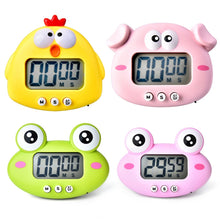 Load image into Gallery viewer, Kitchen Baking Cartoon Animal Electronic Timer Alarm Clock Student Learning Timer, Pink Pig, Yellow Chicken, Green Frog, Pink Frog