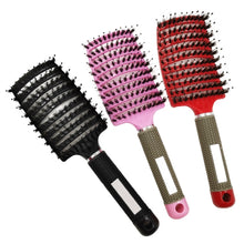 Load image into Gallery viewer, Retro Boar Bristles Hairdressing Big Curved Comb Curly Hair Massage Comb, Black, Red, Pink
