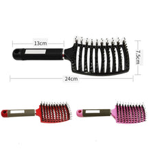 Load image into Gallery viewer, Retro Boar Bristles Hairdressing Big Curved Comb Curly Hair Massage Comb, Black, Red, Pink